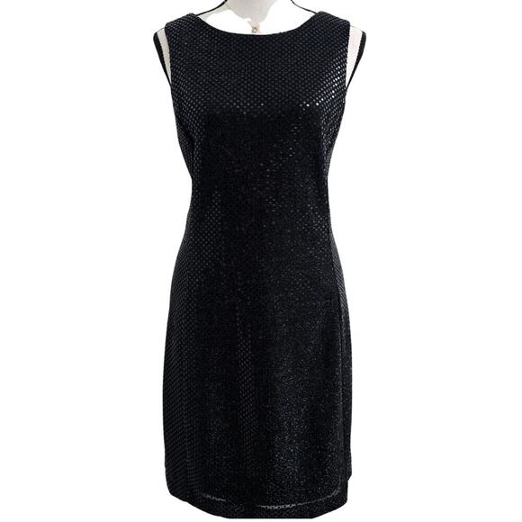 VTG 90s Y2K Black Sparkle Sequin Mini Dress Sz 10 Elegant Romantic Whimsical - Picture 1 of 8